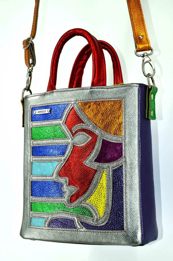 Metallic multicolor handtas met masker